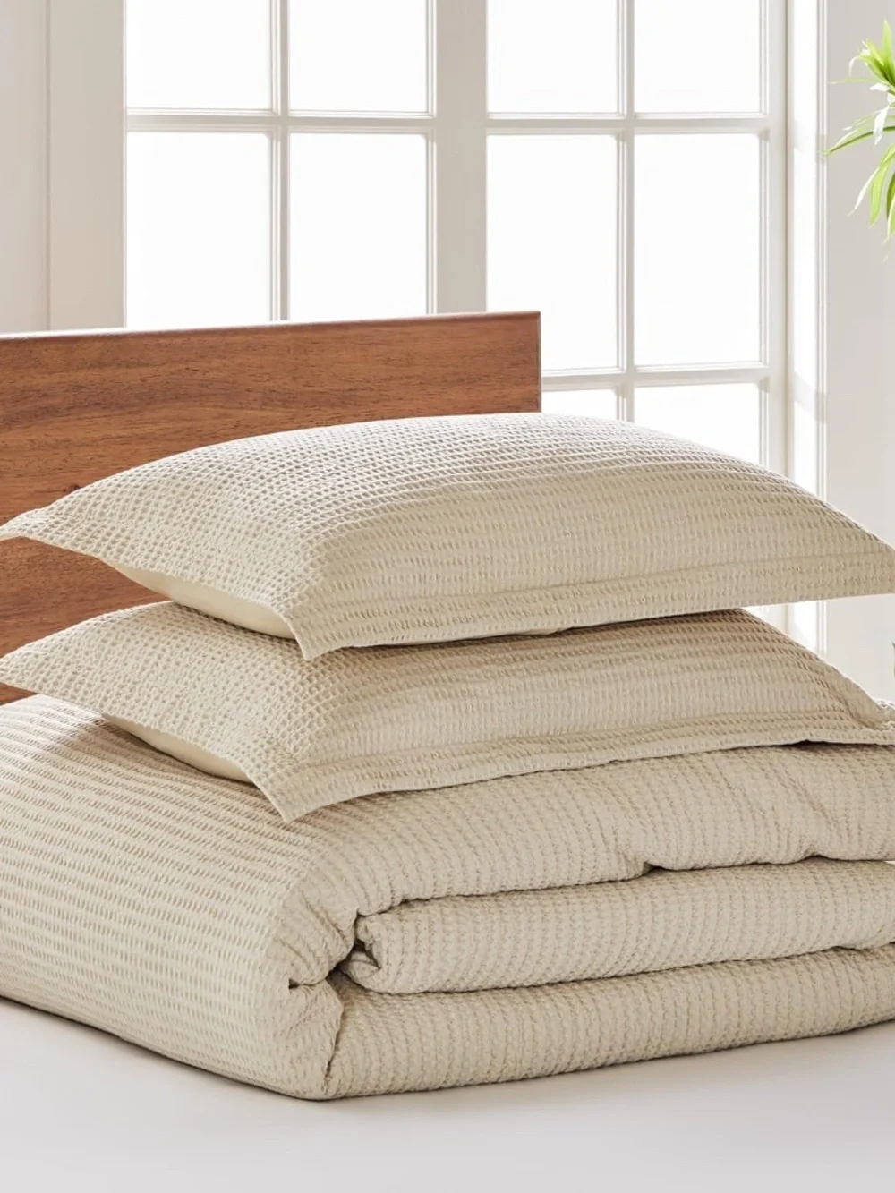 Levtex Cloud Waffle Textured 2 Pc Duvet Cover Set Taupe Twin